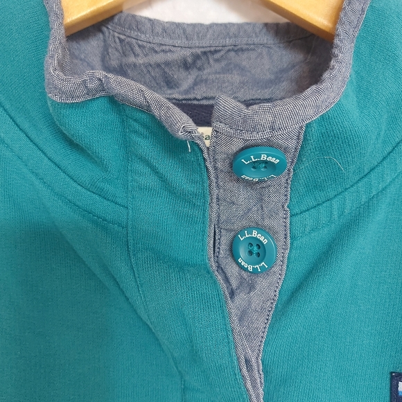 L.L Bean Teal and White striped Rugby Shirt - Picture 4 of 7